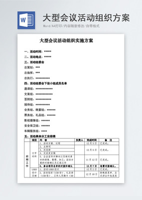 大型会议活动组织实施方案